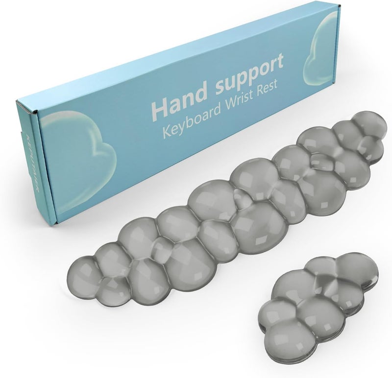 KEPUTAIER Gel Cloud Keyboard and Mouse Wrist Rest, Cute Wrist Support and Arm Support Keyboard Rest for Keyboard and Mouse Typing Pain Relief，Suitable for Office/Computer/Laptop/Gaming (Gray) - Image 1